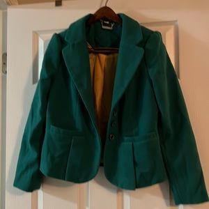 Joujou emerald green ruched shoulder jacket size small